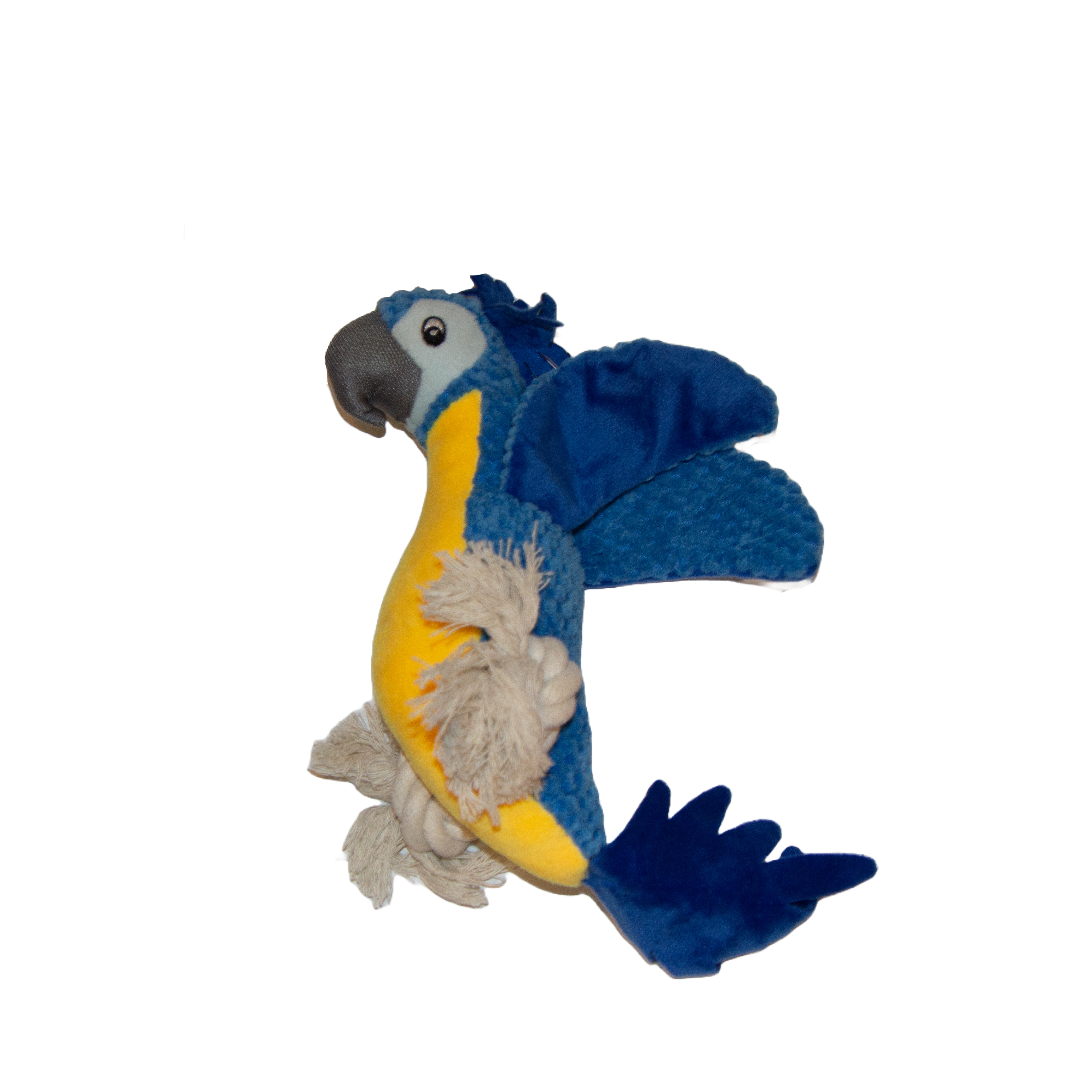 Cuddly parrot with rope