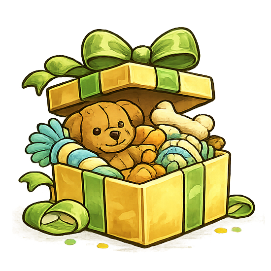 Giftbox met speeltjes (puppies)
