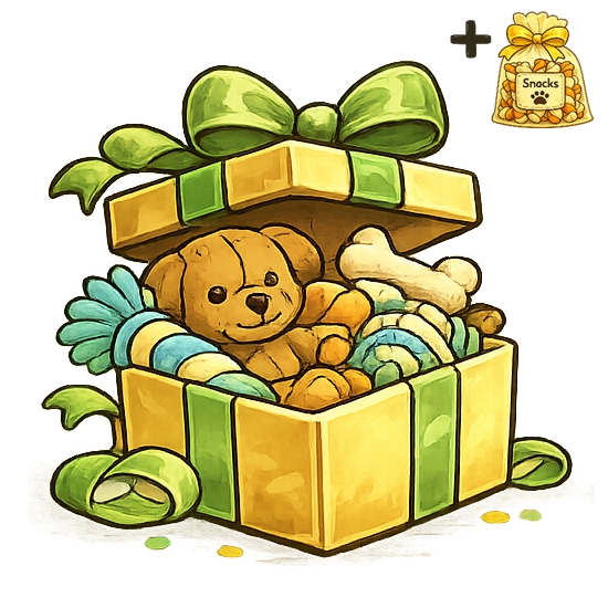 Giftbox met speeltjes en snacks (puppies)