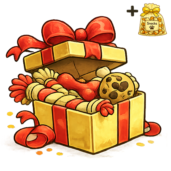 Giftbox met speeltjes en snacks (volwassen honden)